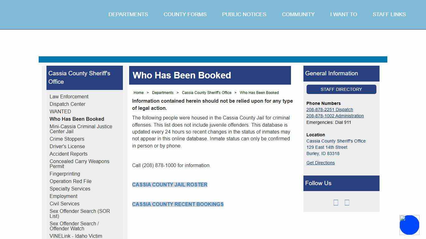 Cassia County, Idaho - Who Has Been Booked